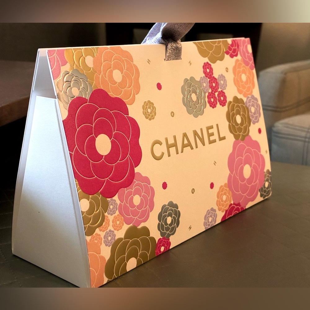 CHANEL Floral Camellia Gift Bag in Pink, Gold, Lavender and Black
